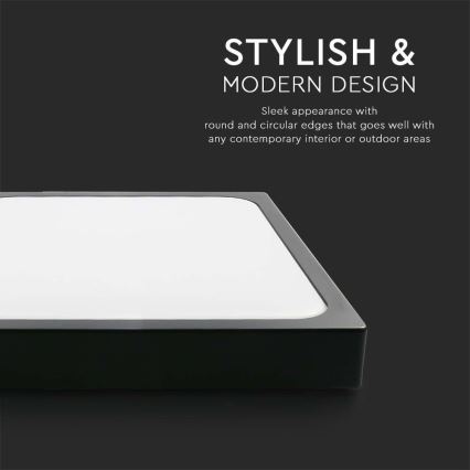 LED Fürdőszobai mennyezeti lámpa LED/30W/230V 6500K IP44 42x42 cm fekete