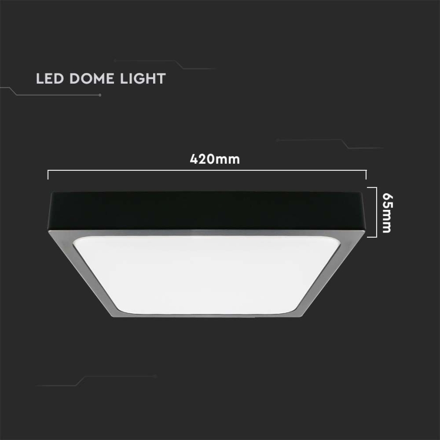 LED Fürdőszobai mennyezeti lámpa LED/30W/230V 6500K IP44 42x42 cm fekete
