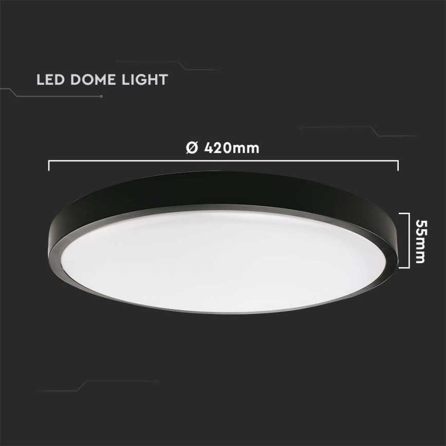 LED Fürdőszobai mennyezeti lámpa LED/30W/230V 6500K IP44 átm. 42 cm fekete