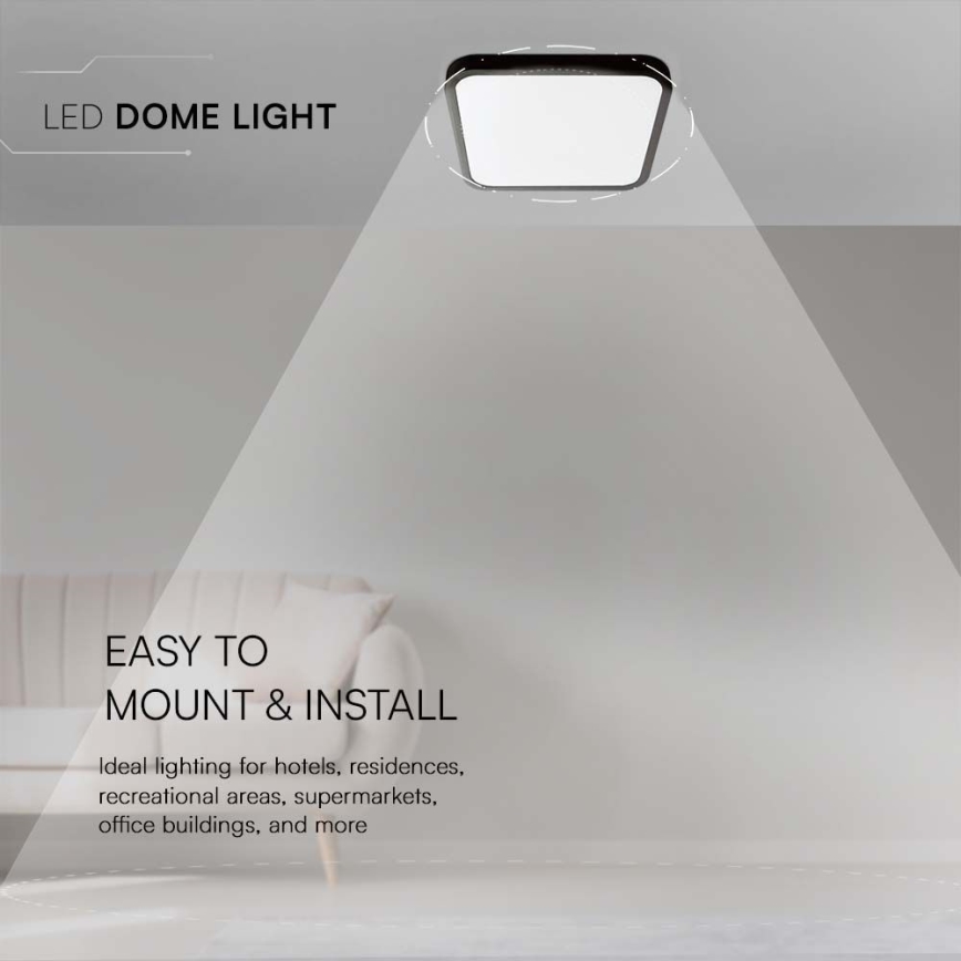 LED Fürdőszobai mennyezeti lámpa LED/48W/230V 3000K IP44 42x42 cm fekete
