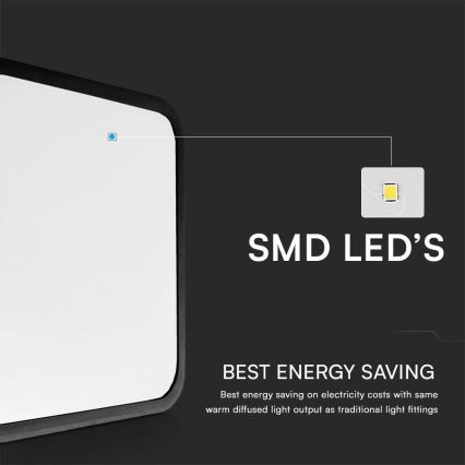 LED Fürdőszobai mennyezeti lámpa SAMSUNG CHIP LED/48W/230V IP44 4000K 42x42 cm fekete
