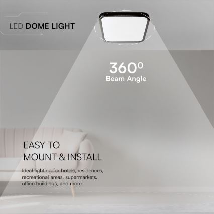 LED Fürdőszobai mennyezeti lámpa SAMSUNG CHIP LED/48W/230V IP44 4000K 42x42 cm fekete