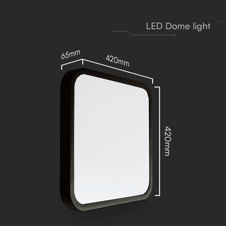 LED Fürdőszobai mennyezeti lámpa SAMSUNG CHIP LED/48W/230V IP44 4000K 42x42 cm fekete