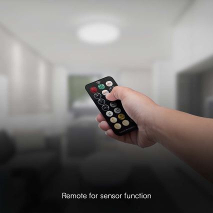 LED Fürdőszobai mennyezeti lámpa szenzorral SAMSUNG CHIP LED/18W/230V IP44 4000K átmérő 29 cm fehér + távirányító