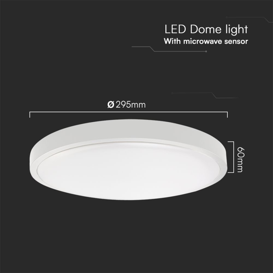 LED Fürdőszobai mennyezeti lámpa szenzorral SAMSUNG CHIP LED/18W/230V IP44 4000K átmérő 29 cm fehér + távirányító