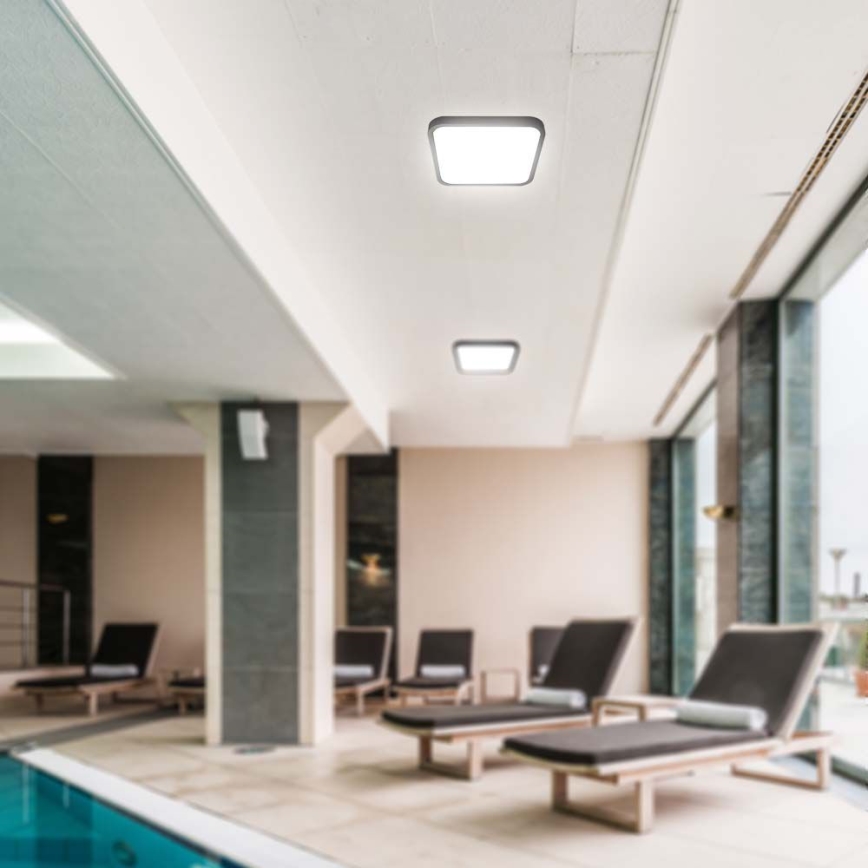 LED Fürdőszobai mennyezeti lámpa érzékelővel LED/36W/230V 4000K IP44 42x42 cm fekete + távirányító