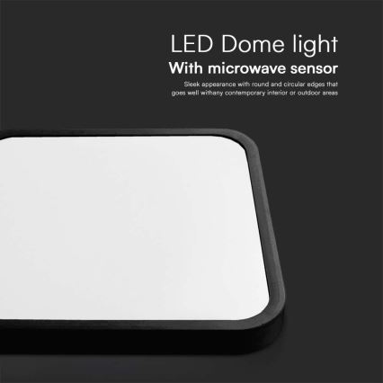 LED Fürdőszobai mennyezeti lámpa érzékelővel LED/36W/230V 4000K IP44 42x42 cm fekete + távirányító