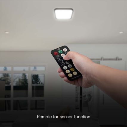 LED Fürdőszobai mennyezeti lámpa érzékelővel LED/36W/230V 4000K IP44 42x42 cm fekete + távirányító
