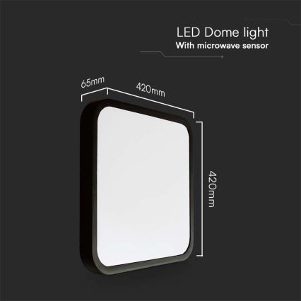 LED Fürdőszobai mennyezeti lámpa érzékelővel LED/36W/230V 4000K IP44 42x42 cm fekete + távirányító