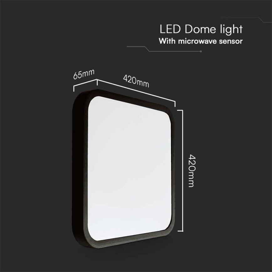LED Fürdőszobai mennyezeti lámpa érzékelővel LED/36W/230V 4000K IP44 42x42 cm fekete + távirányító