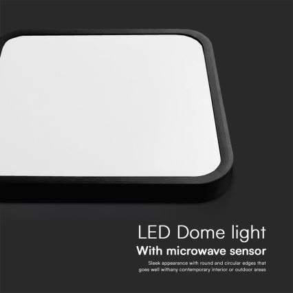 LED Fürdőszobai mennyezeti lámpa érzékelővel SAMSUNG CHIP LED/36W/230V IP44 4000K 42x42 cm fekete + távirányító