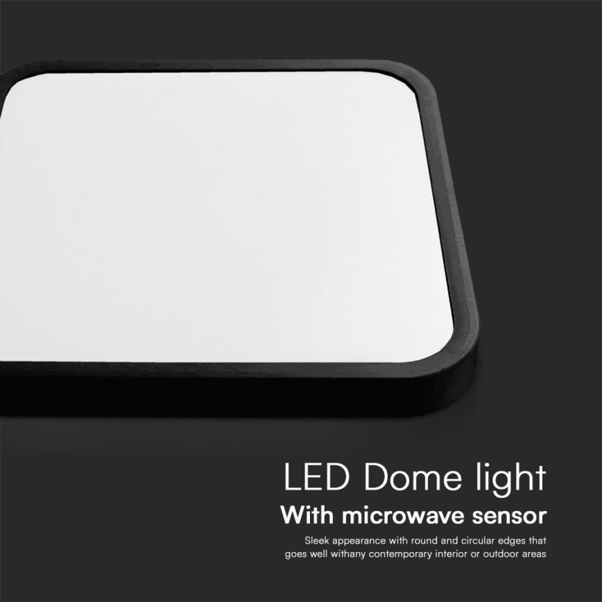 LED Fürdőszobai mennyezeti lámpa érzékelővel SAMSUNG CHIP LED/36W/230V IP44 4000K 42x42 cm fekete + távirányító