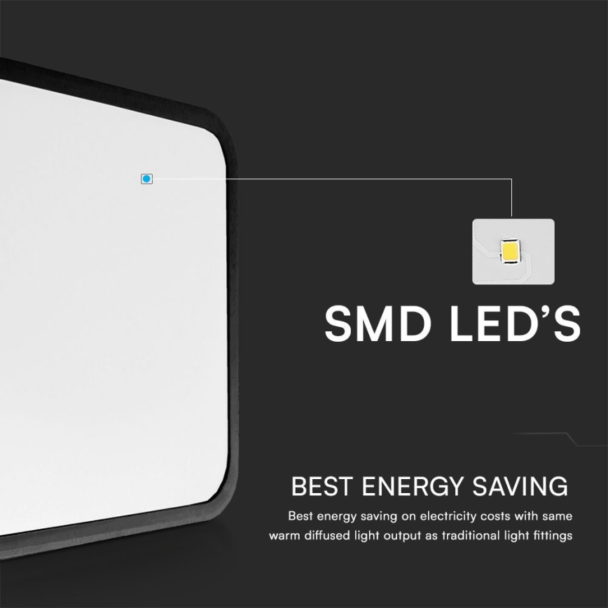 LED Fürdőszobai mennyezeti lámpa érzékelővel SAMSUNG CHIP LED/36W/230V IP44 4000K 42x42 cm fekete + távirányító