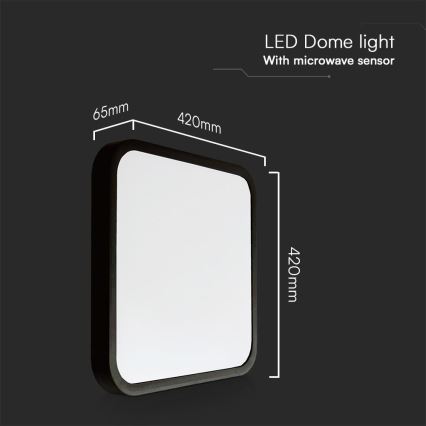 LED Fürdőszobai mennyezeti lámpa érzékelővel SAMSUNG CHIP LED/36W/230V IP44 4000K 42x42 cm fekete + távirányító