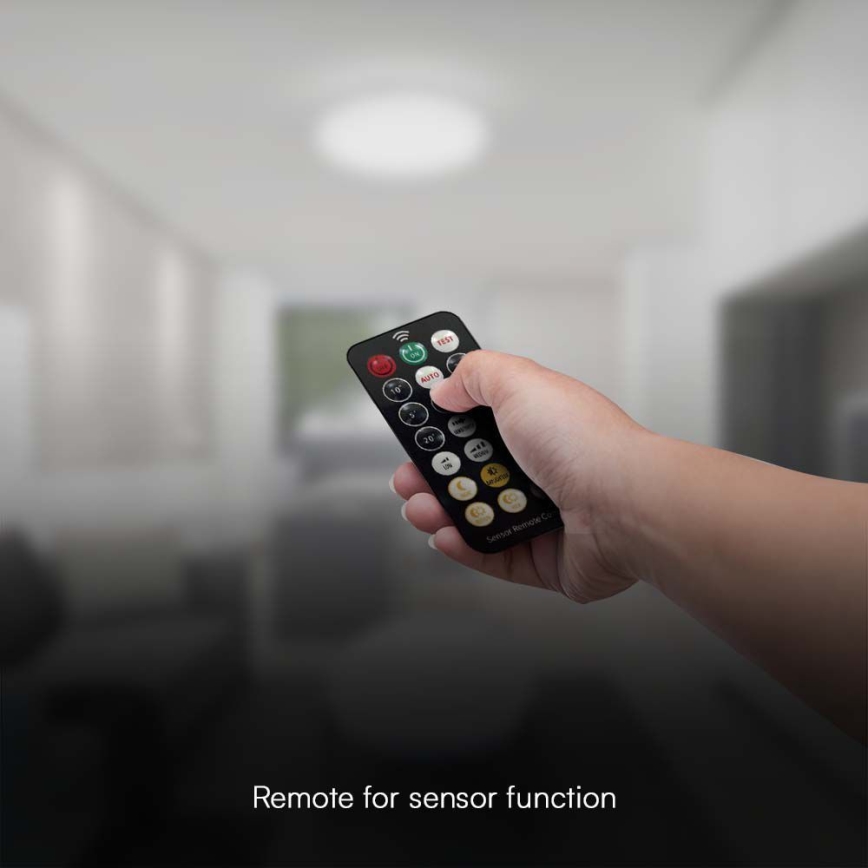 LED Fürdőszobai mennyezeti lámpa érzékelővel SAMSUNG CHIP LED/36W/230V IP44 4000K átmérő 42 cm fehér + távirányító