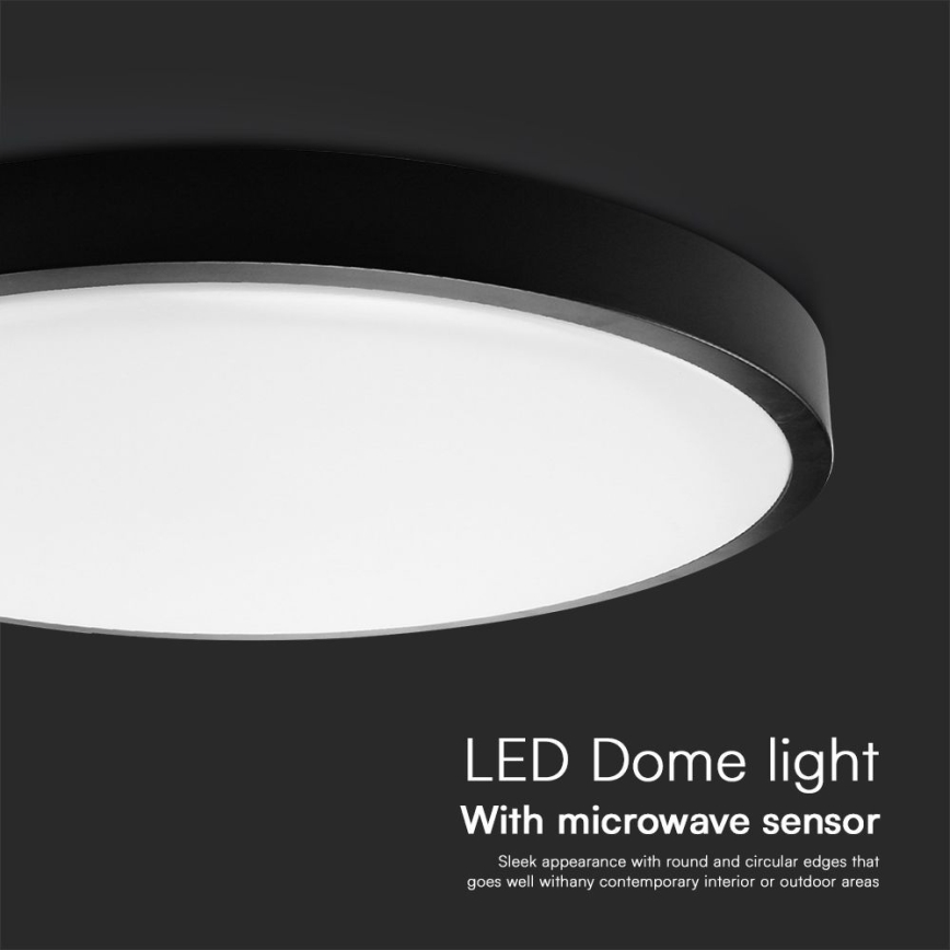 LED Fürdőszobai mennyezeti lámpa érzékelővel SAMSUNG CHIP LED/36W/230V IP44 4000K átmérő 42 cm fekete + távirányító
