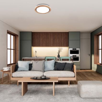 LED fürdőszobai tölgyfa mennyezeti lámpatest LED/24W/230V pr. 39 cm IP44