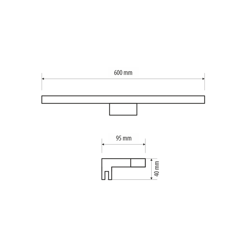 LED Fürdőszobai tükörmegvilágítás MIRROR LED/9W/230V 60 cm IP44 fekete