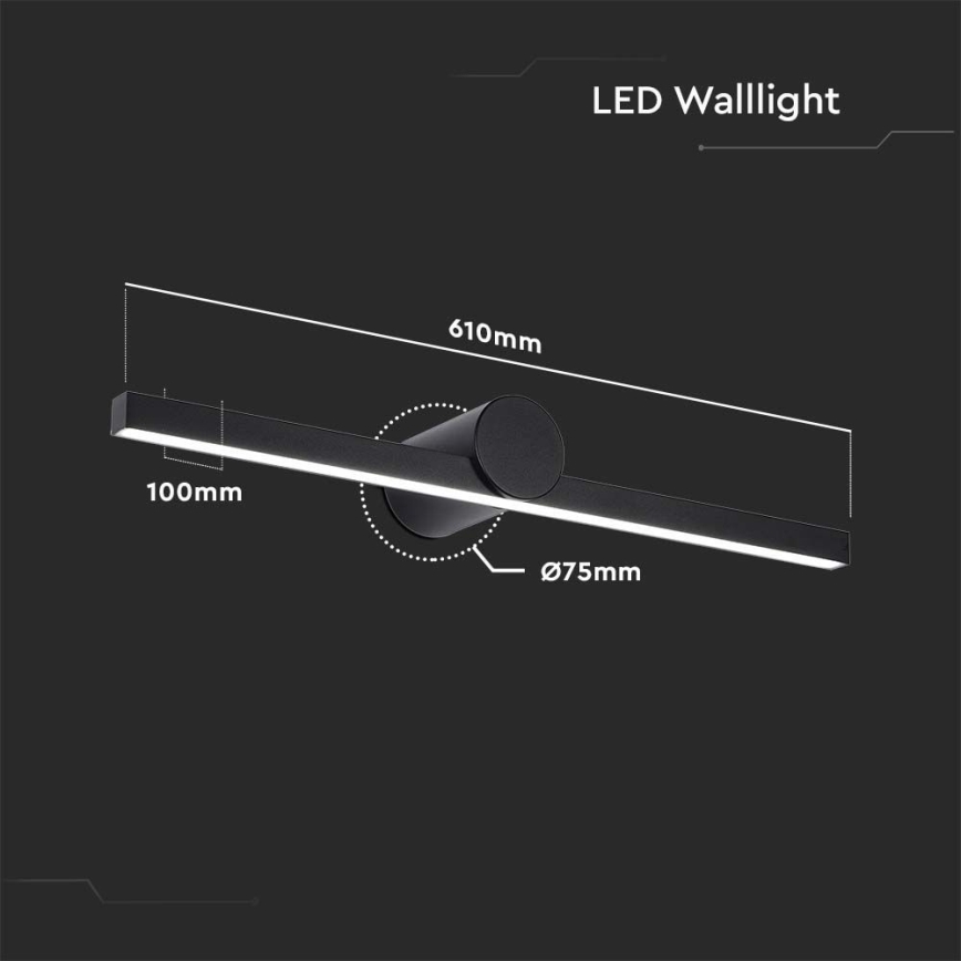 LED fürdőszobai tükörvilágítás LED/10W/230V 4000K IP65 fekete