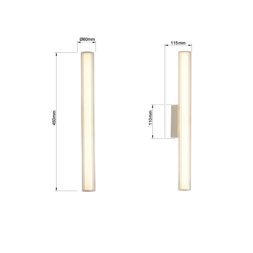 LINEA LED fürdőszobai tükörvilágítás, 8W, 230V, 3000/4000/6000K, IP44, 45 cm, fehér