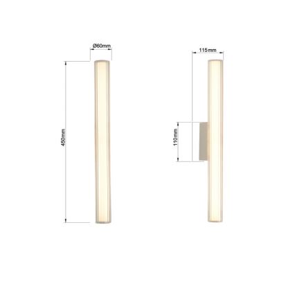 LED fürdőszobai tükörvilágítás LINEA LED/8W/230V 3000/4000/6000K IP44 45 cm matt króm