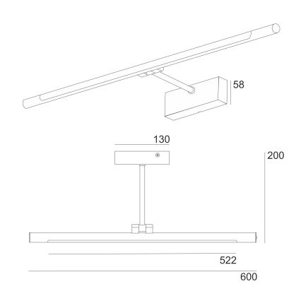 LED fürdőszobai tükörvilágítás MIRROR LED/8W/230V 4000K IP44 60 cm fekete