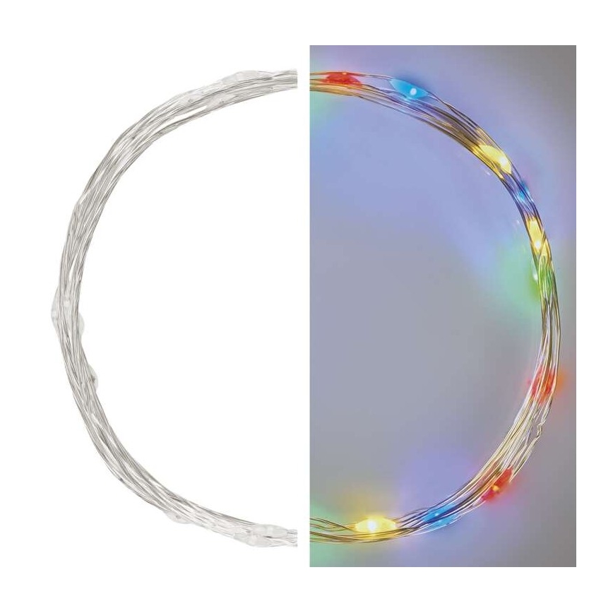 LED füzér 20xLED/2xAA 2,4m többszínű