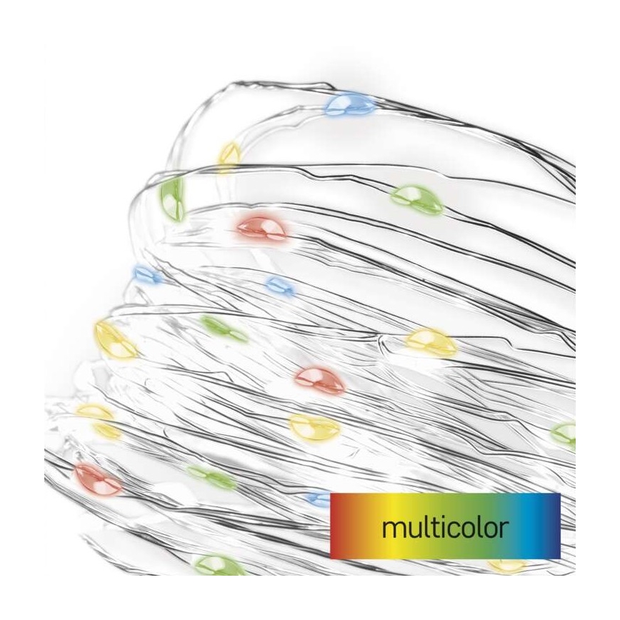 LED füzér 20xLED/2xAA 2,4m többszínű