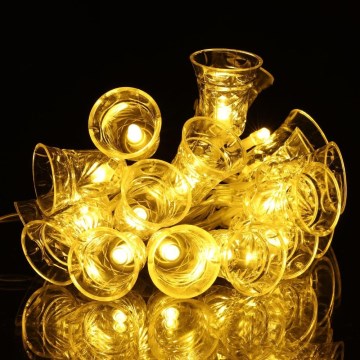 LED  füzér 20xLED/3xAA/meleg fehér 2,2m kis csengők