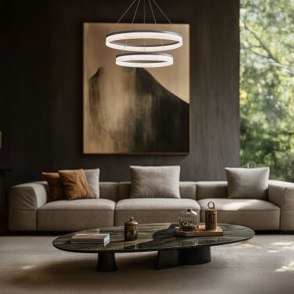 LED GALA függőlámpa kábelen 54W/230V, Ø 60 cm, ezüst