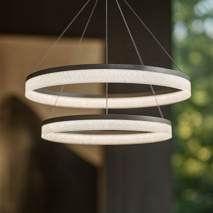 LED GALA függőlámpa kábelen 54W/230V, Ø 60 cm, ezüst