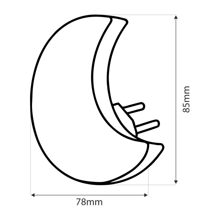 LED Gyermek éjszakai lámpa alkonyatérzékelővel LED/0,5W/230V holdacska