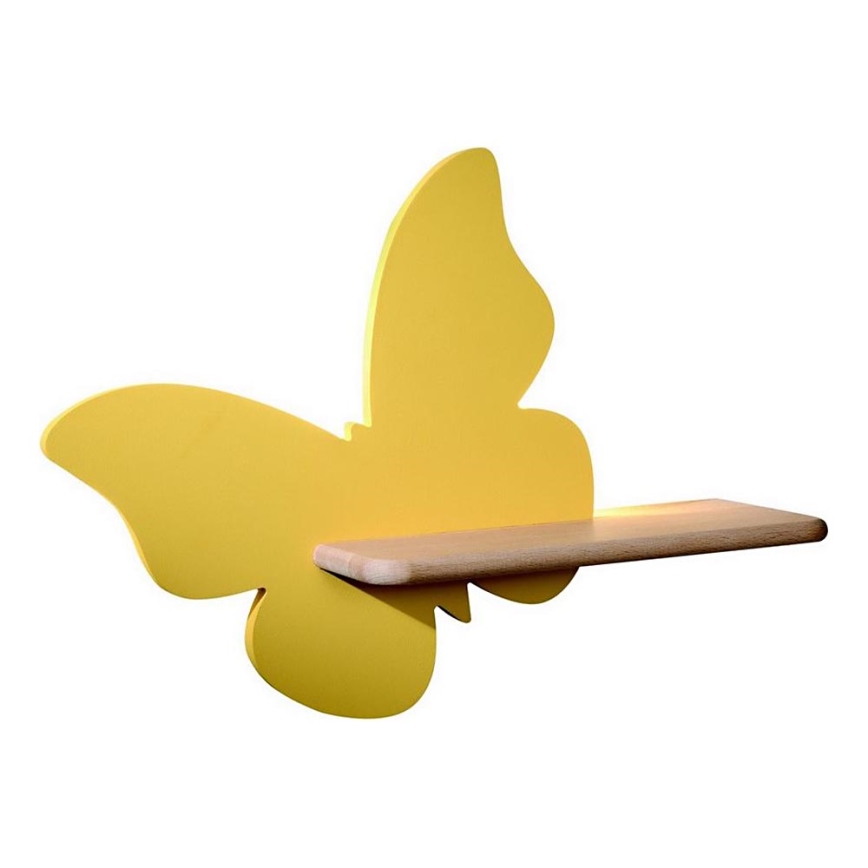 LED Gyerek fali lámpa polccal BUTTERFLY LED/5W/230V sárga/fa,