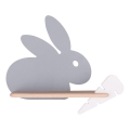 LED Gyerek fali lámpa polccal RABBIT LED/4W/230V szürke/fehér/fa,
