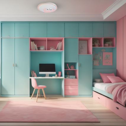 LED Gyerek mennyezeti lámpa MOONCAT LED/34W/230V rózsaszín