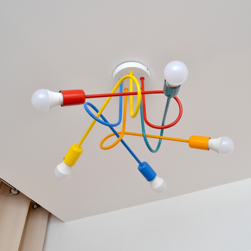 LED gyereklámpa mennyezeti OXFORD 5xE27/15W/230V