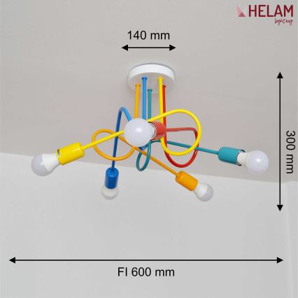 LED gyereklámpa mennyezeti OXFORD 5xE27/15W/230V
