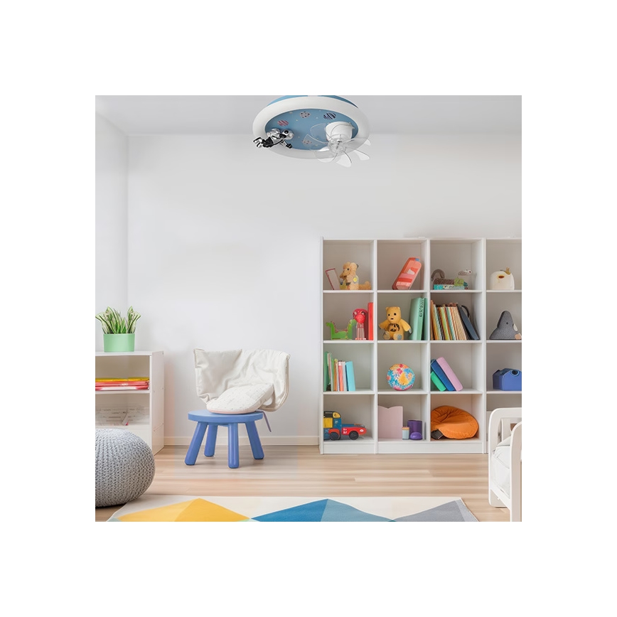 LED, fényerőszabályozható gyermek mennyezeti lámpa ventilátorral LED/48W/230V 3000/4000/6000K kék + távirányító