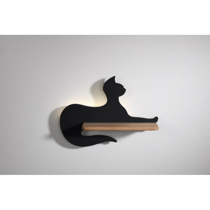 LED Gyerek fali lámpa polccal BLACK CAT LED/5W/230V,