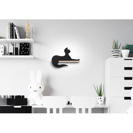 LED Gyerek fali lámpa polccal BLACK CAT LED/5W/230V,