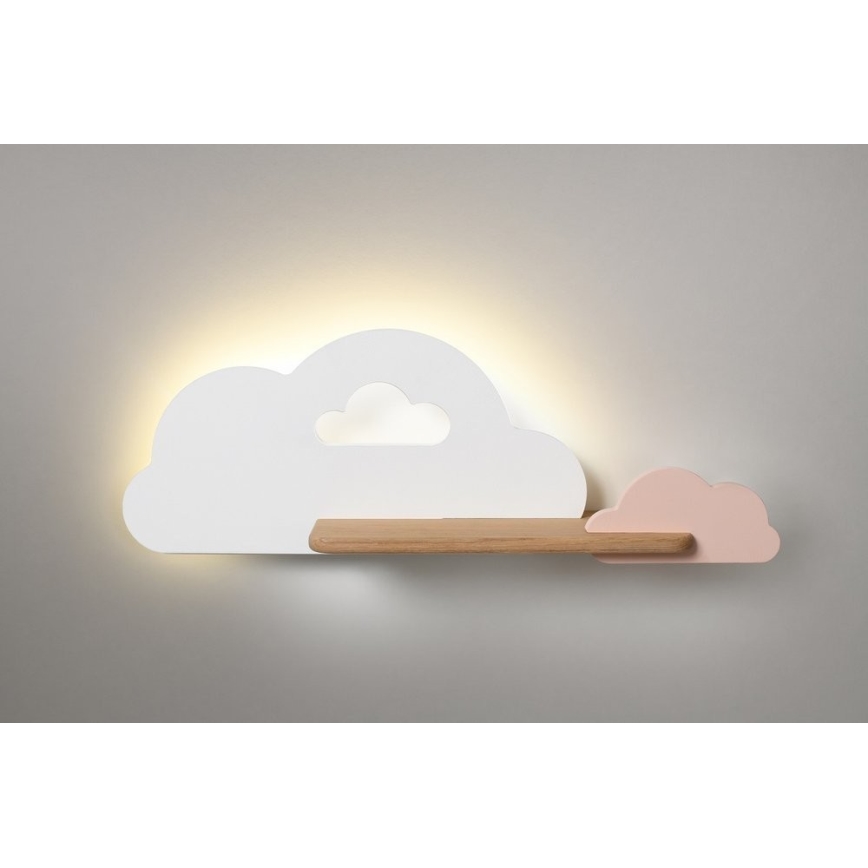 LED Gyerek fali lámpa polccal CLOUD LED/5W/230V fehér/rózsaszín,