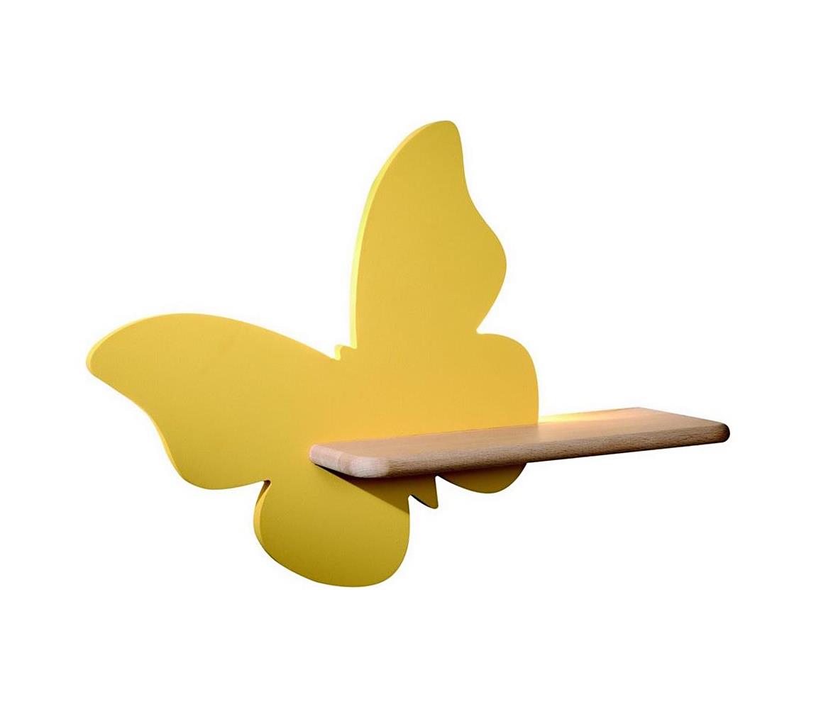 LED gyerekszoba falilámpa polccal BUTTERFLY LED/5W/230V sárga/fa 21
