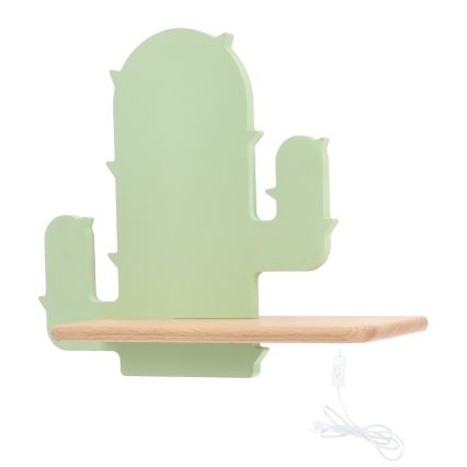 LED Gyerek fali lámpa polccal CACTUS LED/4W/230V zöld/fa,