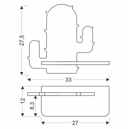 LED Gyerek fali lámpa polccal CACTUS LED/4W/230V zöld/fa,