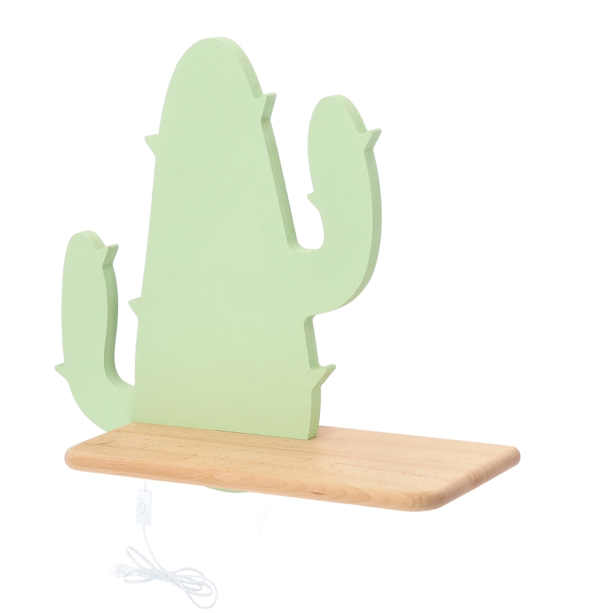 LED Gyerek fali lámpa polccal CACTUS LED/4W/230V zöld/fa,