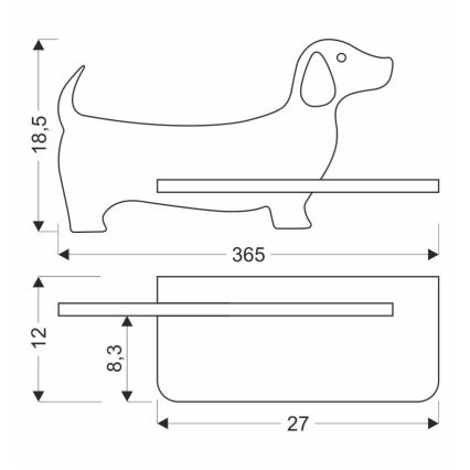 LED Gyerek fali lámpa polccal DOG LED/5W/230V fekete/fa,