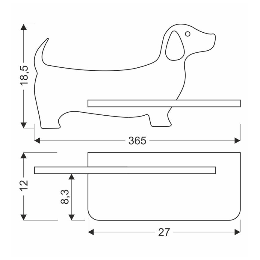 LED Gyerek fali lámpa polccal KUTYA LED/5W/230V kék/fa,