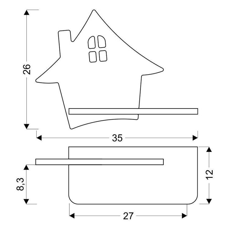 LED Gyerek fali lámpa polccal HOUSE LED/4W/230V szürke/fa,