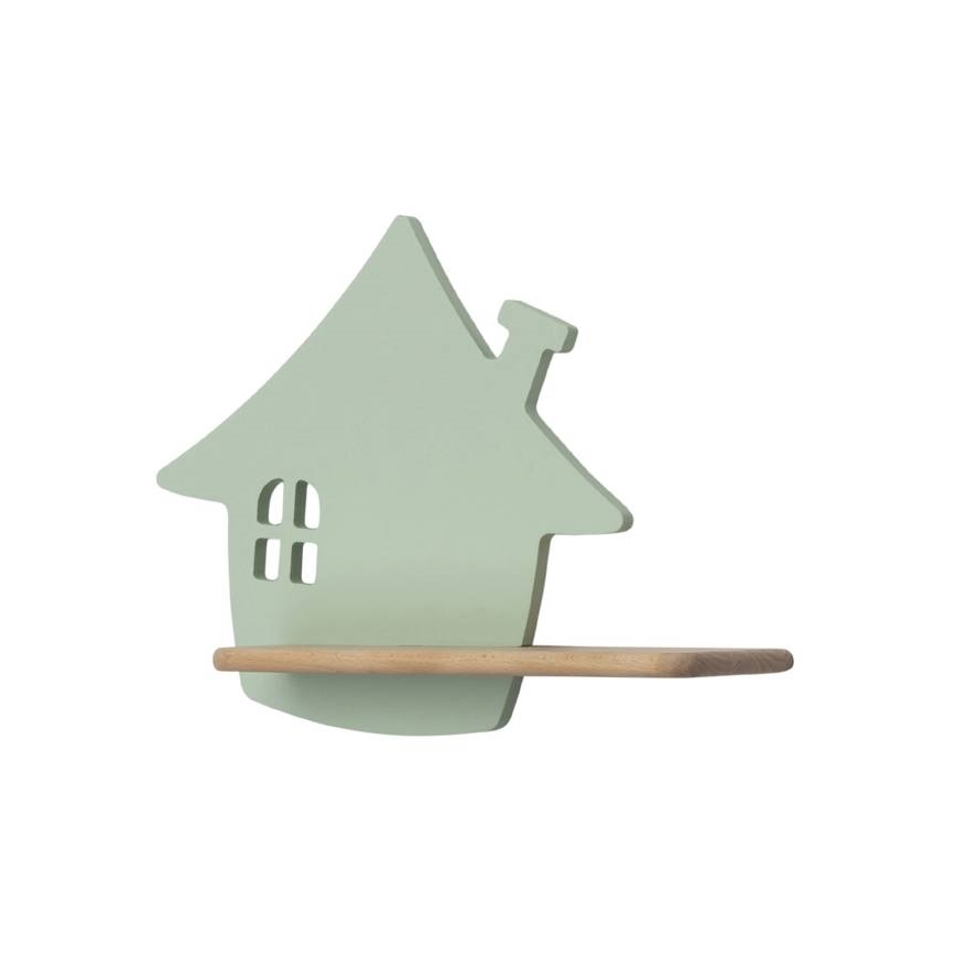 LED Gyerek fali lámpa polccal HOUSE LED/4W/230V zöld/fa,