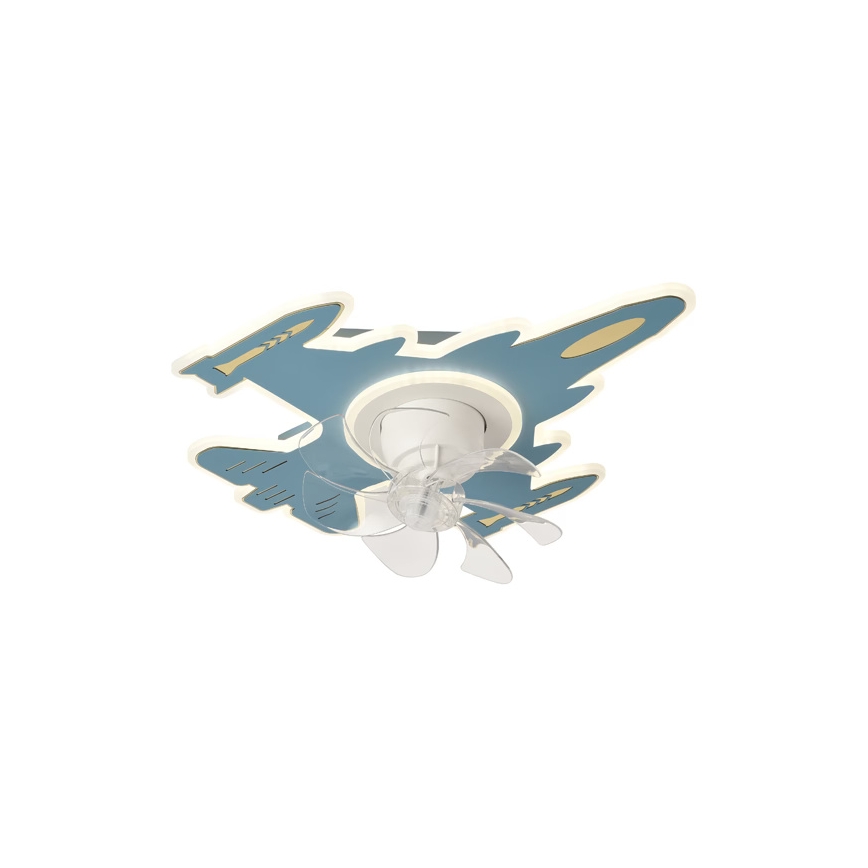 LED Gyerek fényerőszabályozható mennyezeti lámpatest ventilátorral LED/63W/230V 3000/4000/6000K kék + távirányító